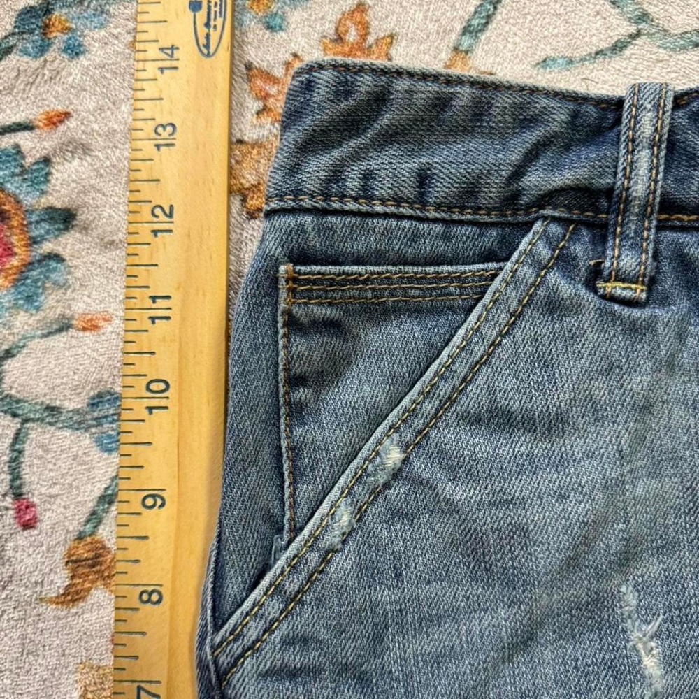 X2 Y2K Blue Denim Distressed Mini Skirt Raw Hem Size 0 - Picture 6 of 6
